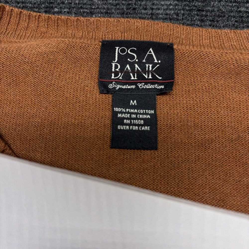 Jos A Bank Signature Collection Sweater Mens M Pima Cotton V-Neck Rust Orange - Picture 5 of 9